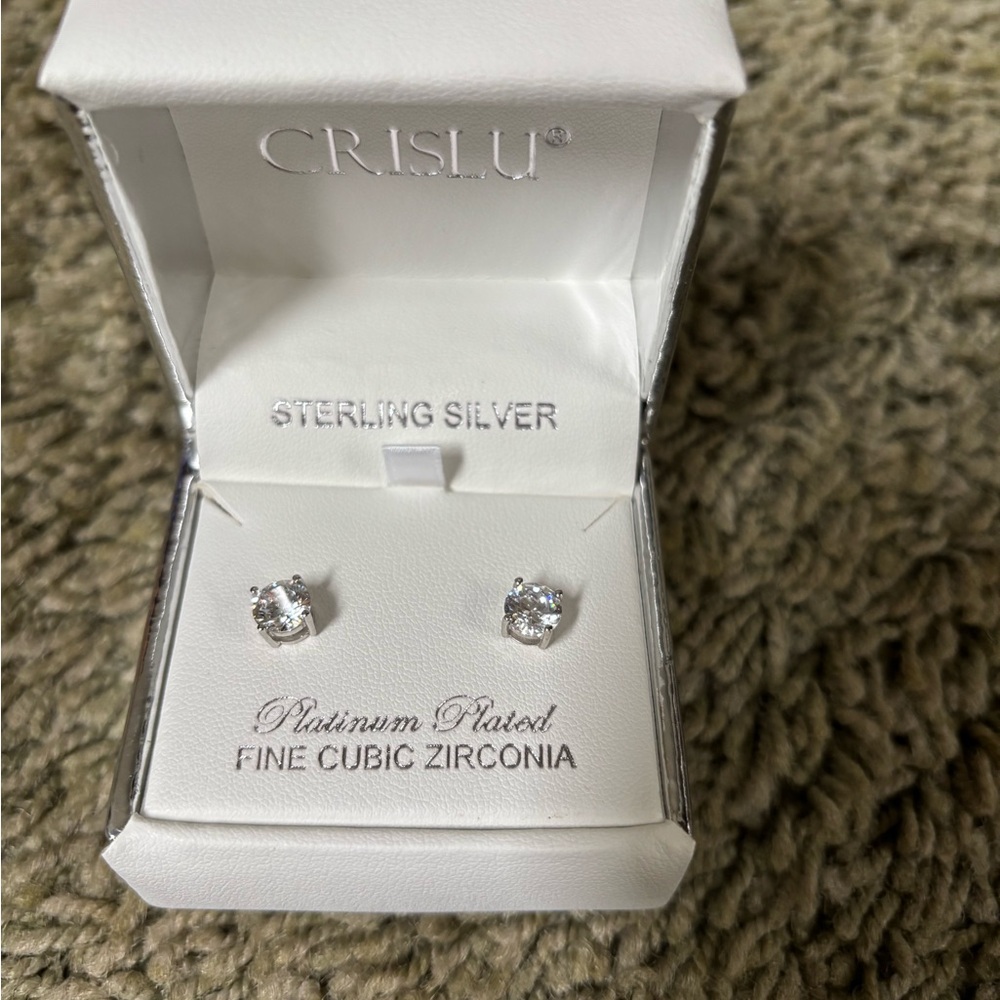 Crislu Sterling Silver Stud Earrings